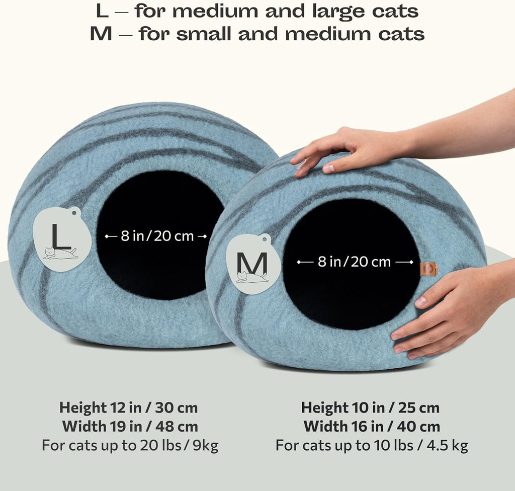 Premium Felt CAT CAVE Bed, Medium, Aquamarine