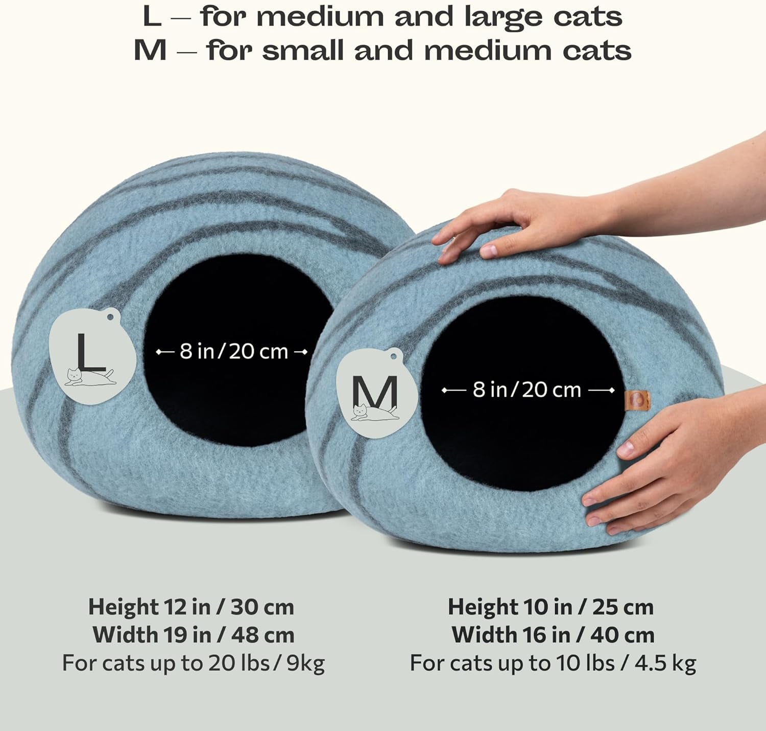 Premium Felt CAT CAVE Bed, Medium, Aquamarine